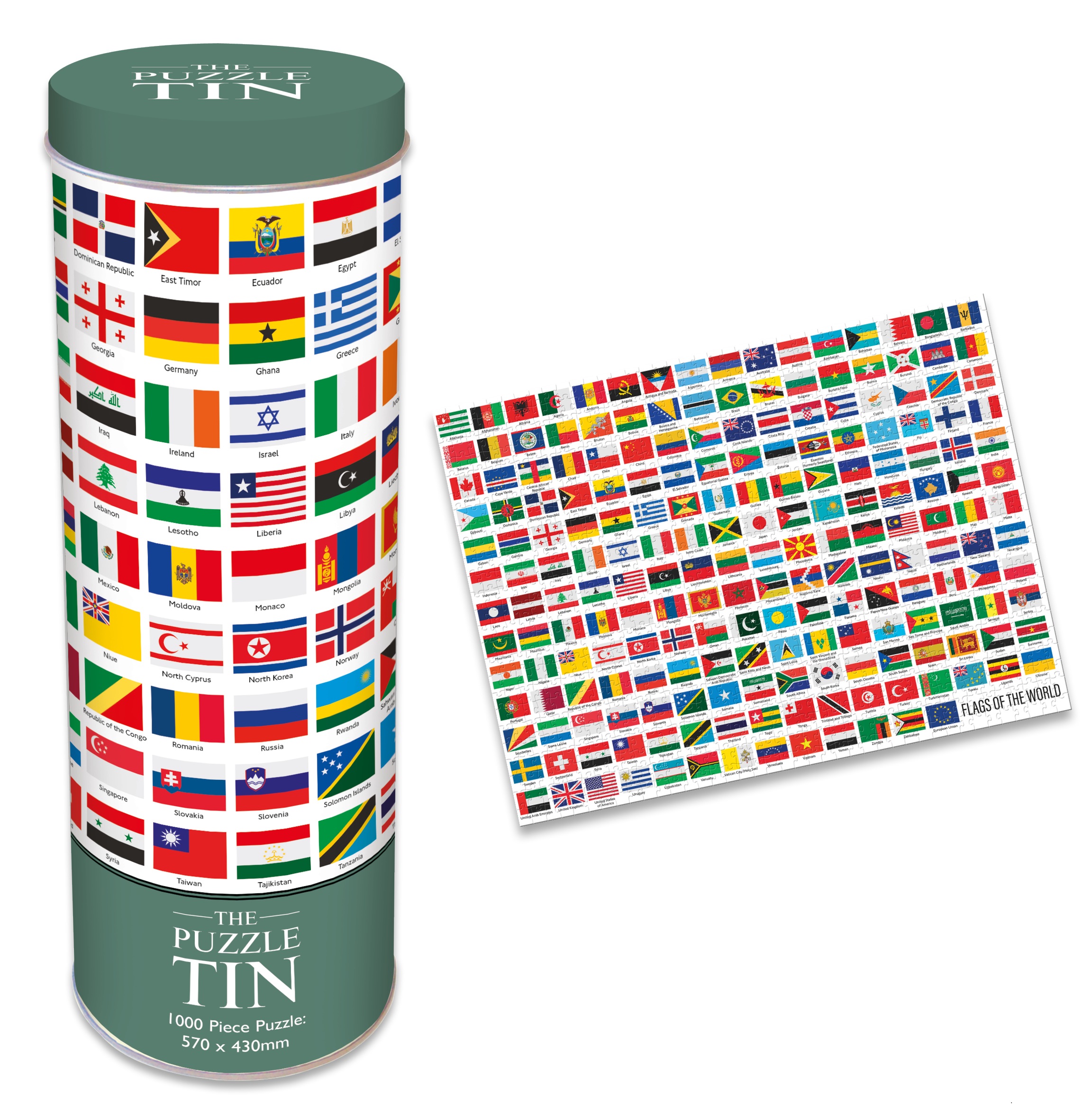 Flags of the world Puzzle 1000 pieces in a tin