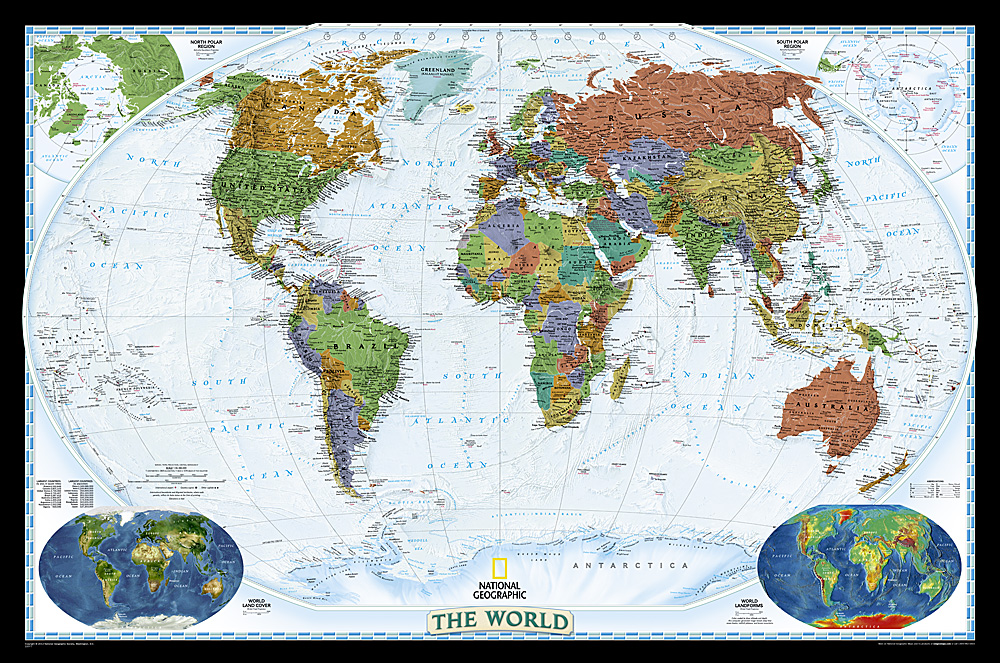 Globe Geographic Political HD World Map Canvas Poster Education Art Unframed 119 