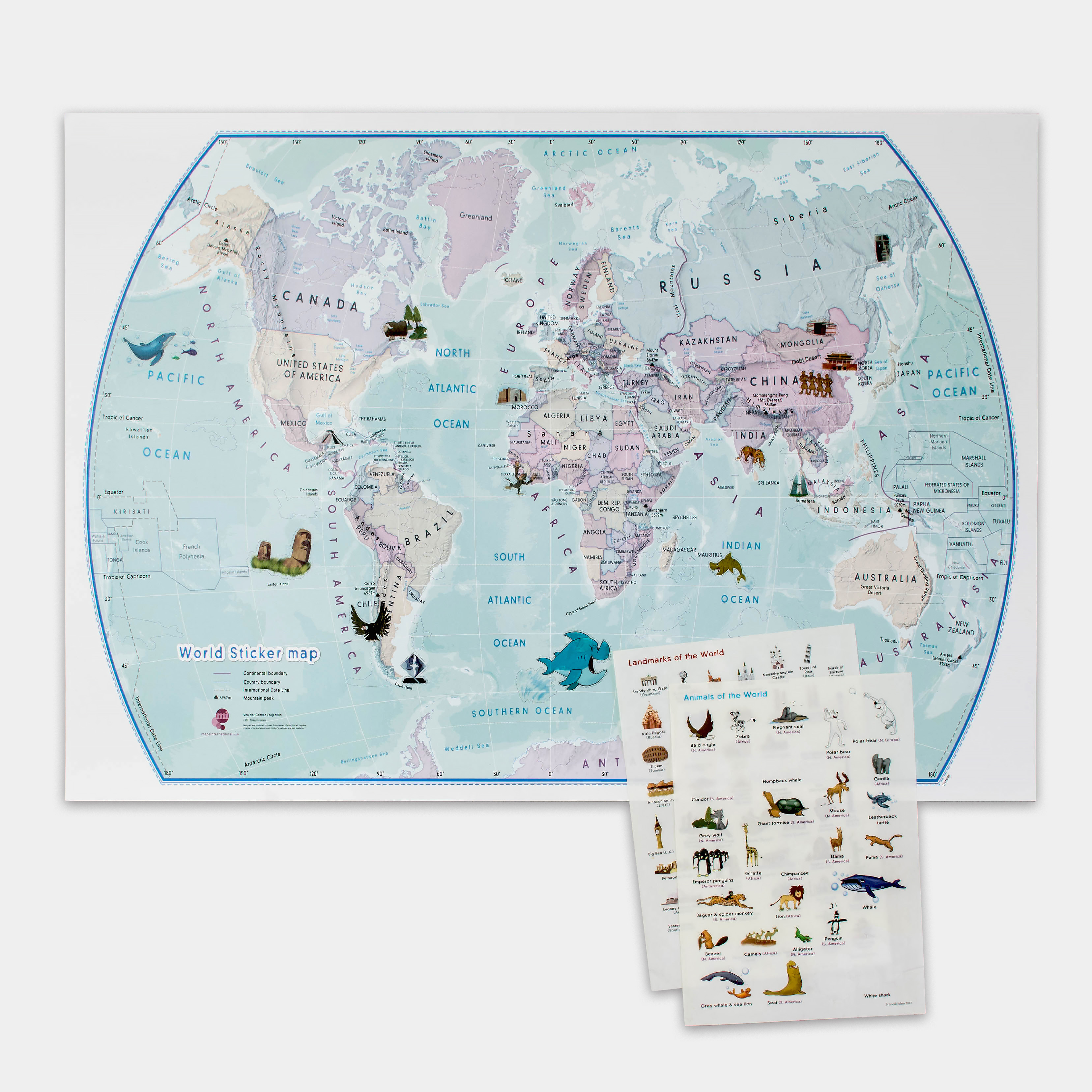 World Illustrated Sticker Map